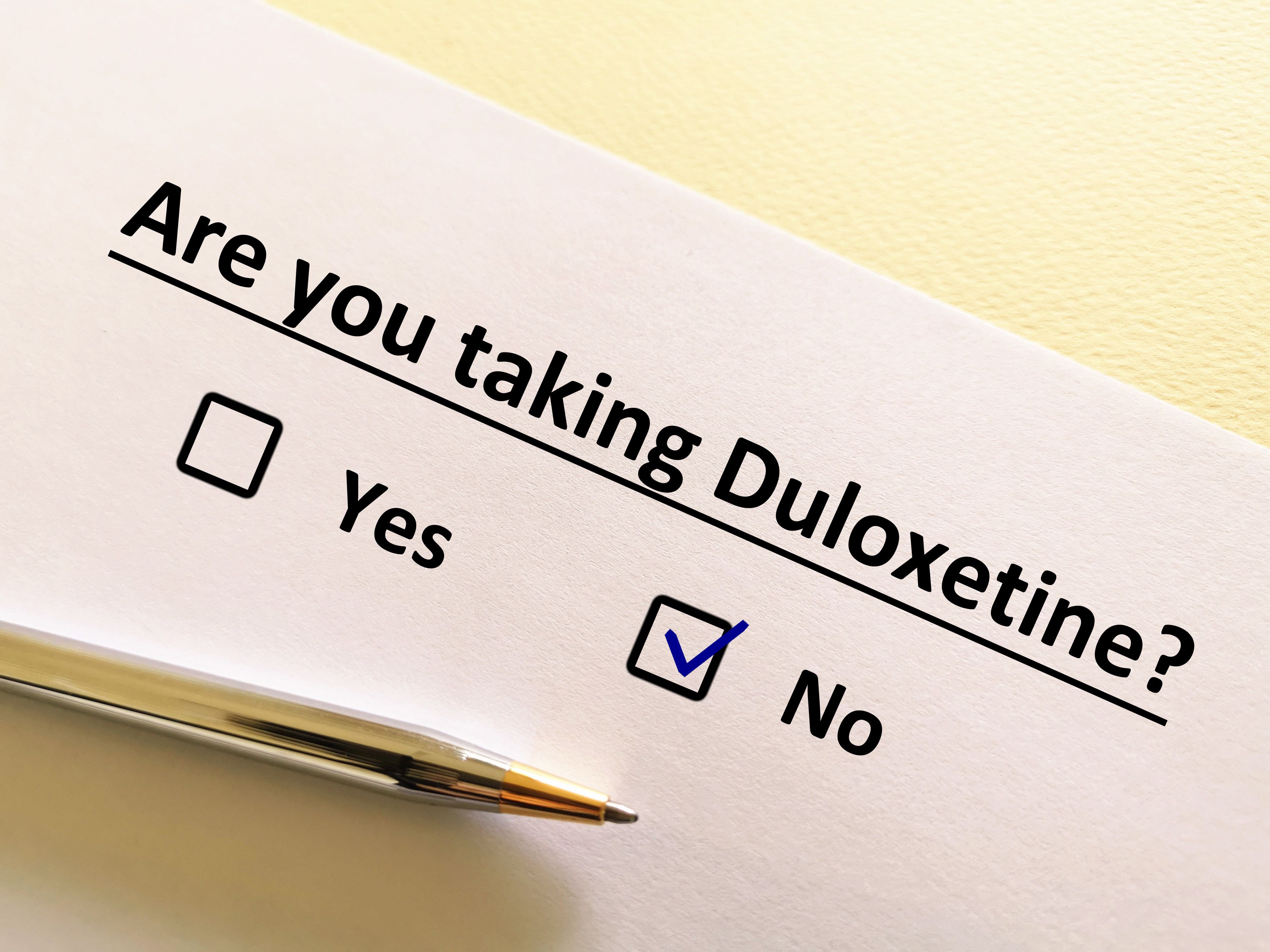 Use of duloxetine yes, no questionnaire | Image Credit: © Richelle - stock.adobe.com