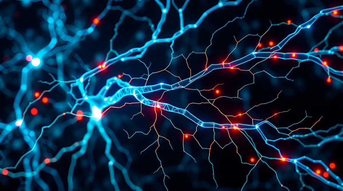 Neuromuscular disorders neon glow nervous system visualizing diseases like ALS myasthenia gravis being treated advanced therapies under Neurology