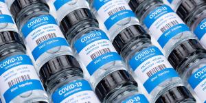 Coronavirus Vaccine bottle Corona Virus COVID-19 Covid vaccines panoramic view