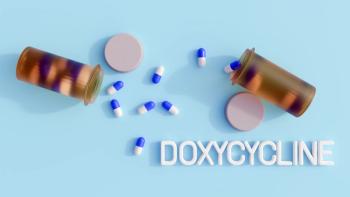 3d rendering of pill bottle, capsules, molecular structure, and text representation of doxycycline against white background | Image Credit: Love Employee | stock.adobe.com