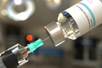 Vial with pneumococcal disease vaccine and syringe for injection. 3D rendering