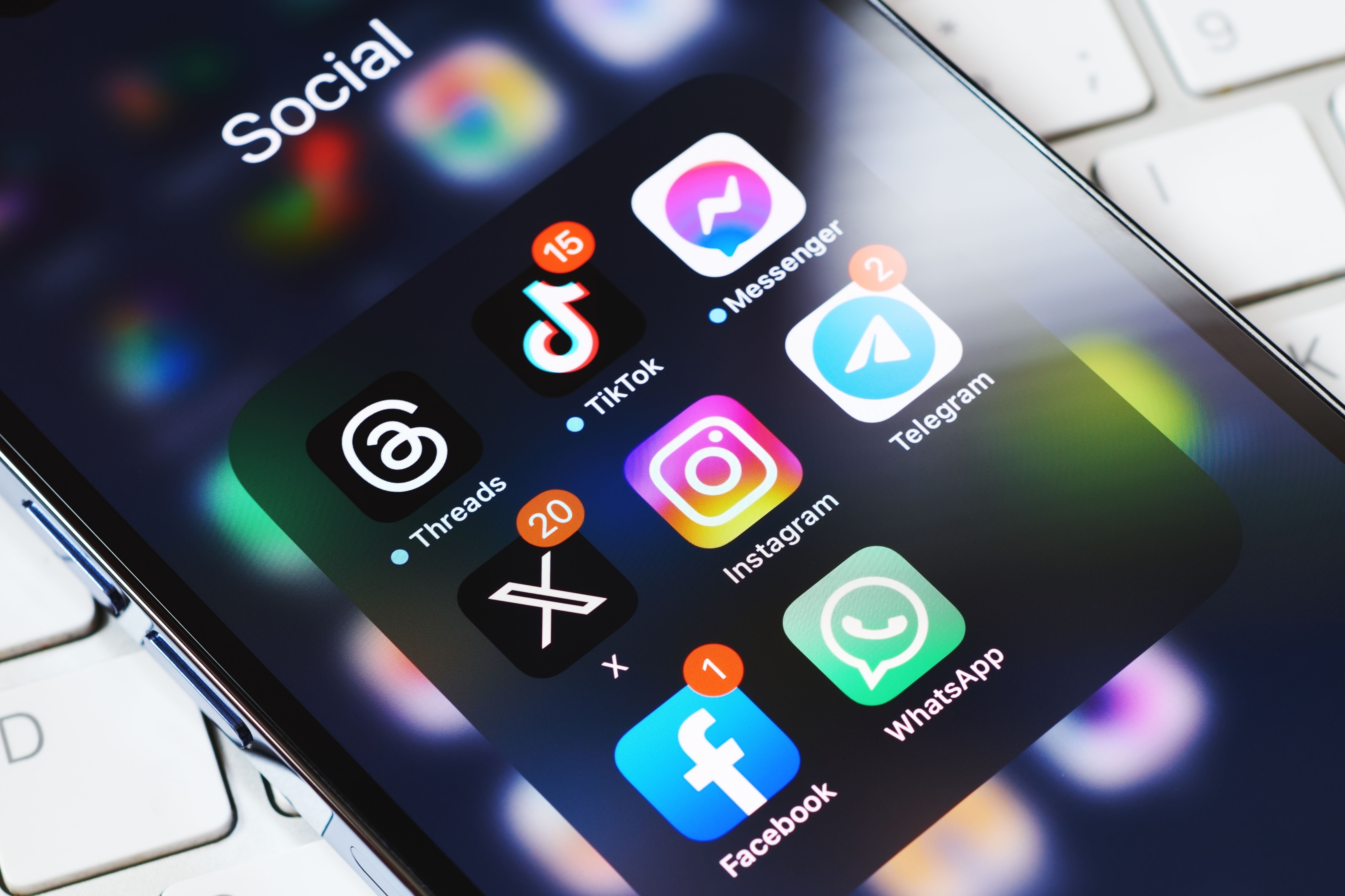 Social media apps on a smartphone -- Image credit: Viktor | stock.adobe.com