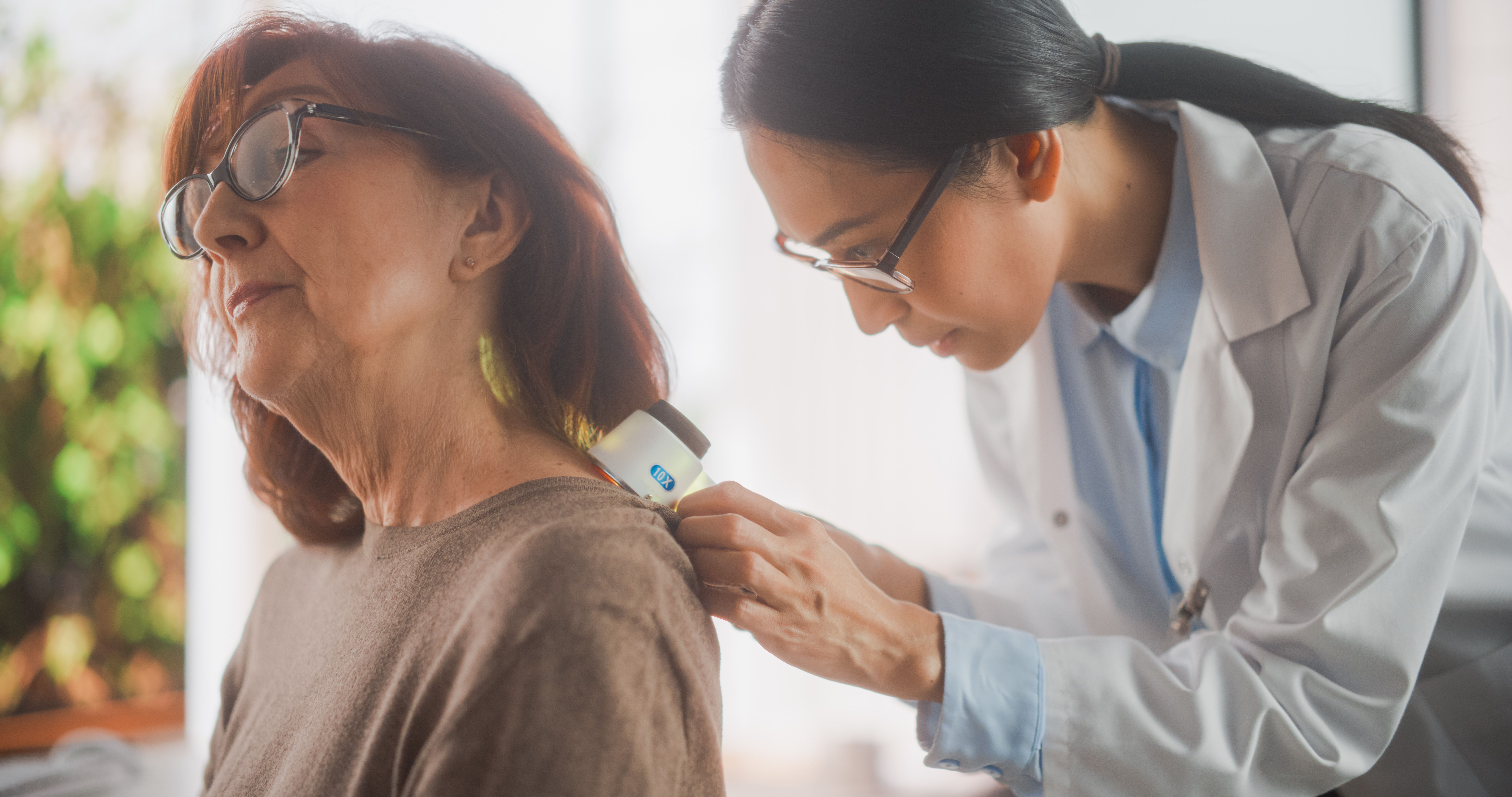 Patient being screened by physician