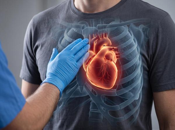 Precise hypertrophied enlarged heart palpation cardiac composite featuring hypertrophied heart, enlarged heart and cardiac palpation, ultra-detailed and noise-free. Shows cardiomyopathy clearly. | Image Credit: Vector Hall | stock.adobe.com