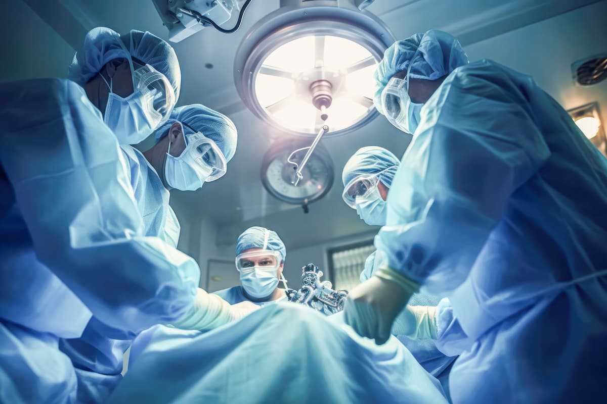 A team of skilled surgeons works together to perform a kidney transplant surgery, changing a patient's life for the better—the power of an organ donation program. 