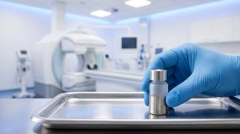 Clinician holding shielded radiopharmaceutical vial on sterile tray in imaging suite, concept of nuclear medicine, PET CT tracer preparation and diagnostic oncology | Image Credit: © Kateryna Sharko - stock.adobe.com