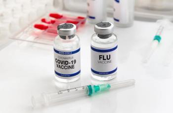 Coronavirus vaccine and Flu vials vaccine for booster vaccination for new variants of Sars-cov-2 virus and Influenza A. Flu and Covid-19 vaccine ampoules for booster shot for Influenza virus and covid