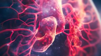 a close-up of a lung with cancer cells and an overlay of a magnified section of a blood sample Generative AI - Image credit: catalin | stock.adobe.com