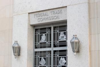 One of the entrances to the Federal Trade Commission Building in Washington, DC, that serves as the headquarters of the Federal Trade Commission (FTC)