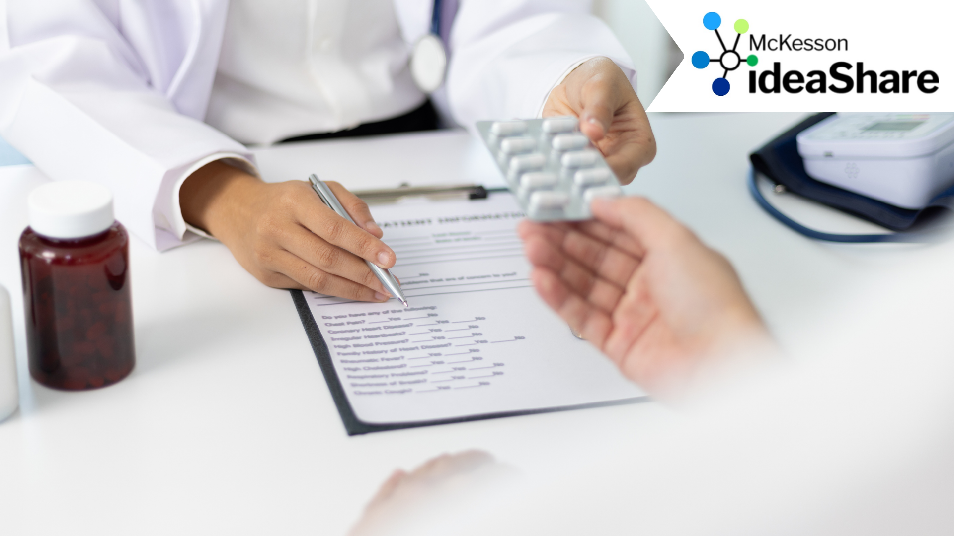 Female doctor explaining medicine dosage to patient during appointment in medical clinic. Health and health care consultation by specialist doctors in hospitals. Pharmacist gives medicine to patient