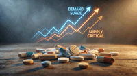 Demand surge and supply critical issues highlight healthcare system overload with scattered medicine pills on wooden surface under warm light | Image Source: ©Enjoy -stock.adobe.com