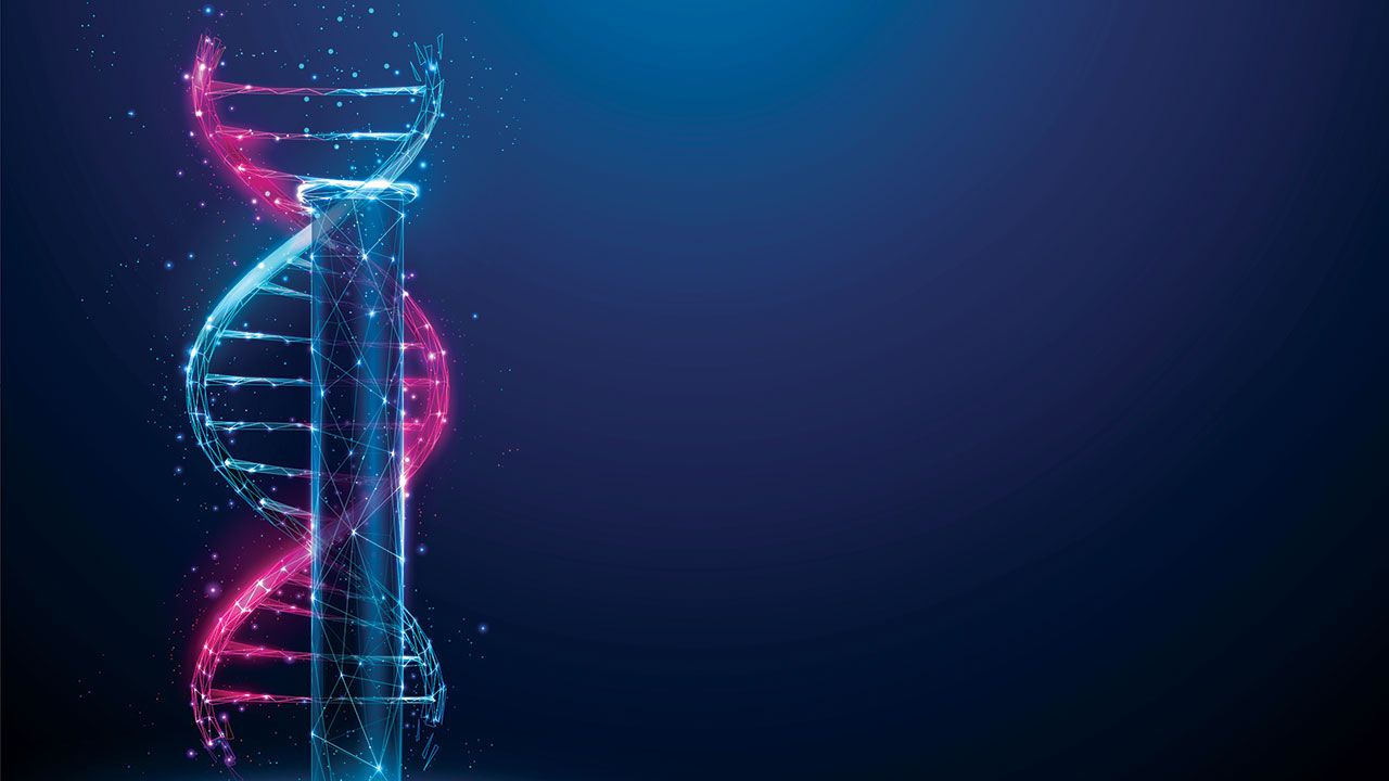 Color 3d DNA molecule helix inear the lab test tube | Image Credit: © Елена Бутусова -stock.adobe.com