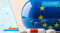 European Union Healthcare: A close-up of white and red capsules symbolizing healthcare against a backdrop of the European Union flag, signifying health and well-being in a European context. | Image Credit: ©pattozher -stock.adobe.com