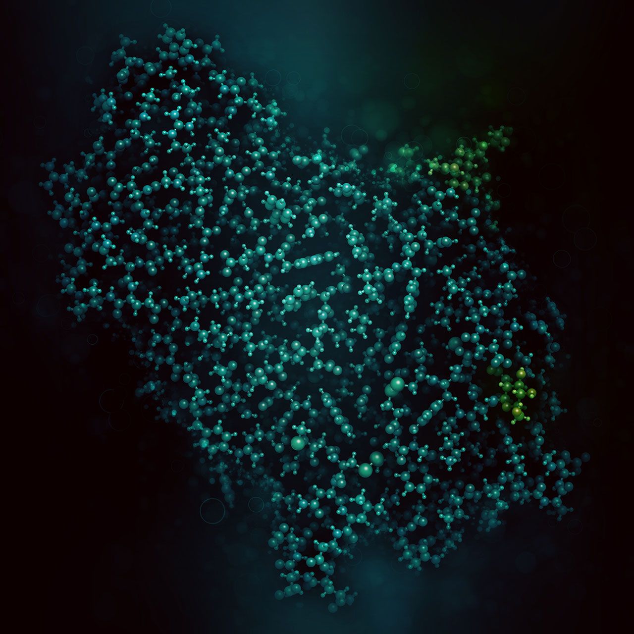 Alpha-galactosidase (Agalsidase) enzyme. Cause of Fabry's disease. Administered as enzyme replacement therapy. 3D rendering based on protein data bank entry 1r46. | Image Credit: ©molekuul.be -stock.adobe.com