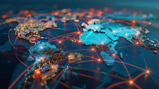 A global supply chain map, visualizing the complex network of transportation routes and distribution centers | Image Credit: © venusvi - stock.adobe.com