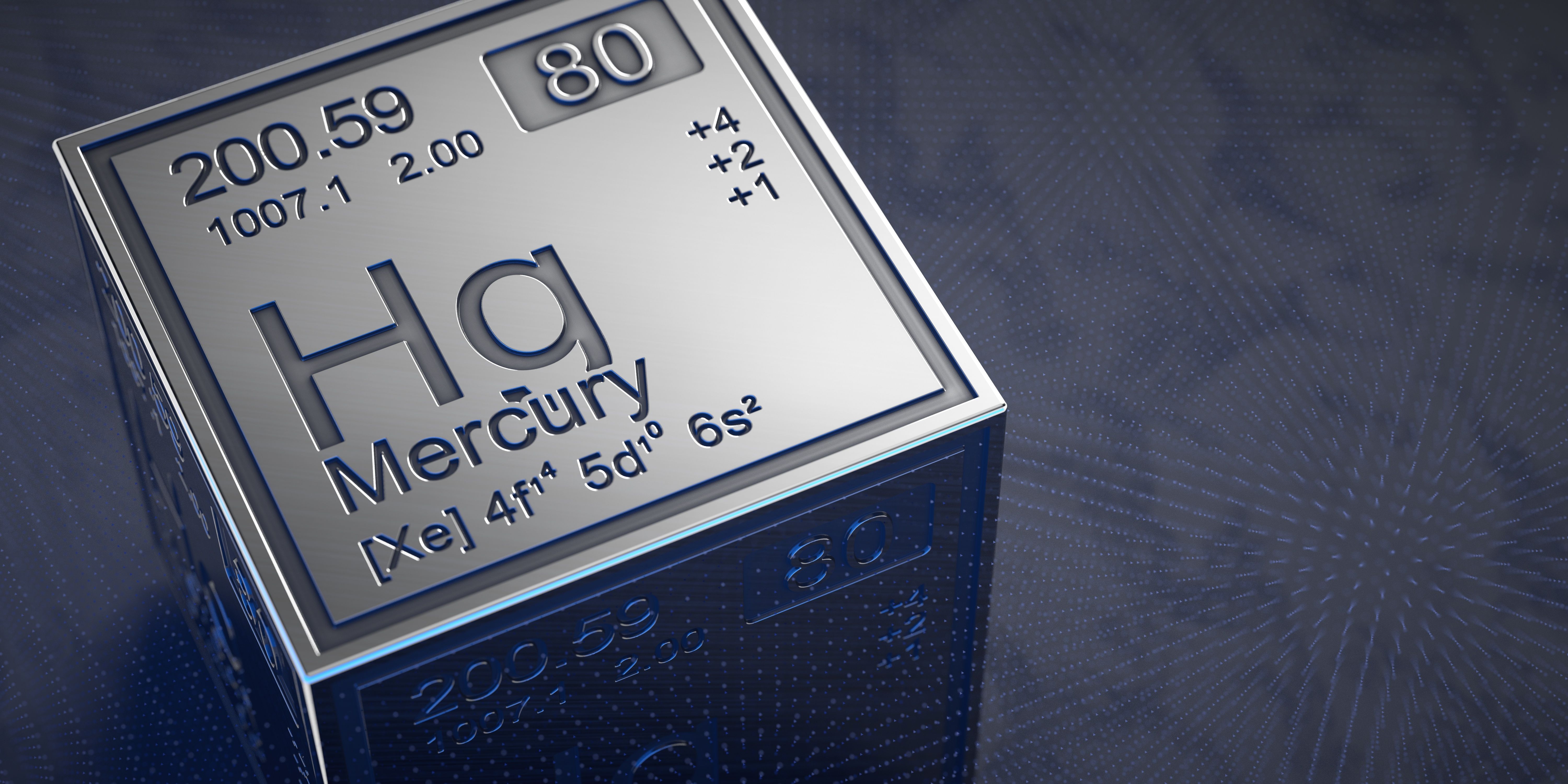 Mercury. Element 80 of the periodic table of chemical elements. | Image Credit: © N. Elkha - stock.adobe.com