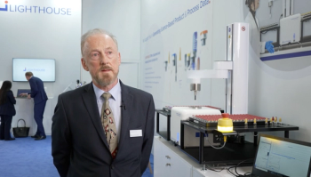 Richard Millett, VP of Sales, Europe, LIGHTHOUSE Instruments stands in front of newly introduced technology for robust headspace data generation.