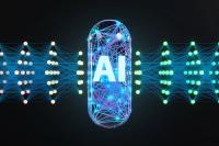 Glowing neural network inside a transparent antibiotic capsule surrounded by a large language model on a black background. Illustration of the concept of AI assistance in pharmacy and drug discovery | Image Credit: ©Dragon Claws -stock.adobe.com