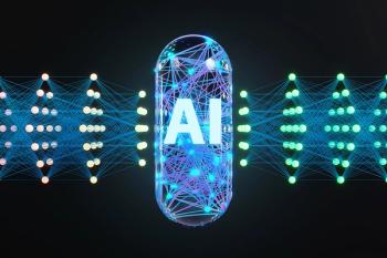 Glowing neural network inside a transparent antibiotic capsule surrounded by a large language model on a black background. Illustration of the concept of AI assistance in pharmacy and drug discovery | Image Credit: ©Dragon Claws -stock.adobe.com