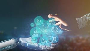 Cyborg hand holding a Medical icon and connection 3d rendering  |©Production Perig - stock.adobe.com