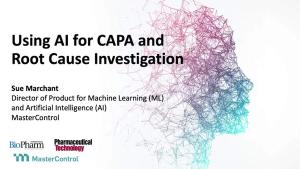 Using AI for CAPA Root Cause Investigation with Sue Marchant
