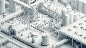 Isometric View of a Pharmaceutical Factory - Industrial Design for Prints, Cards, Posters, and Digital Graphics | Image Credit: © Anna– Stock.Adobe.com