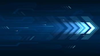 Arrow speed abstract blue background, communication data transfer technology concept. | Image Credit: ©Suppachok N