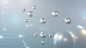 N-Nitrosodimethylamine molecular structure (3-dimensional model); dimethylnitrosamine structural chemical formula.