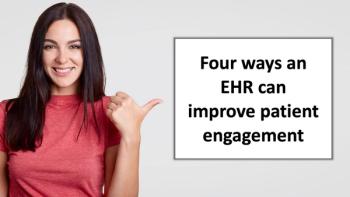 happy woman pointing at title