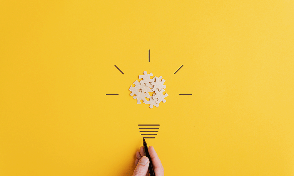 light bulb puzzle pieces illustration