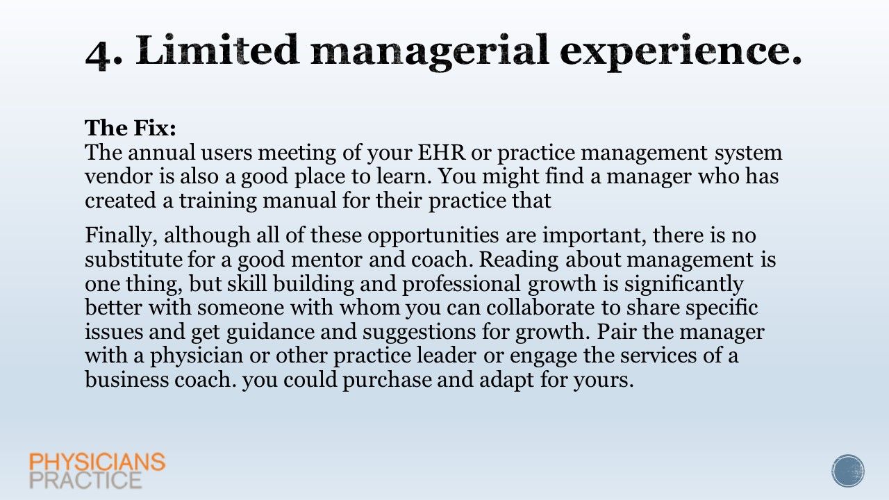 4. Limited managerial experience. The fix (2 of 2)
