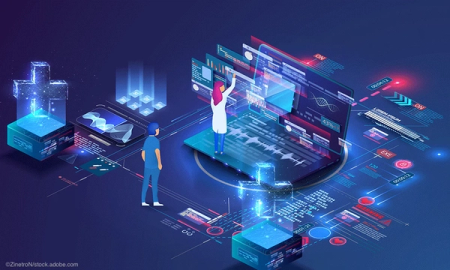 doctor laptop data nurse technology