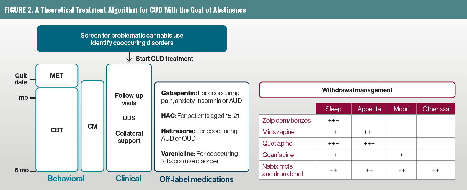 FIGURE 2. A Theoretical Treatment Algorithm for CUD With the Goal of Abstinence