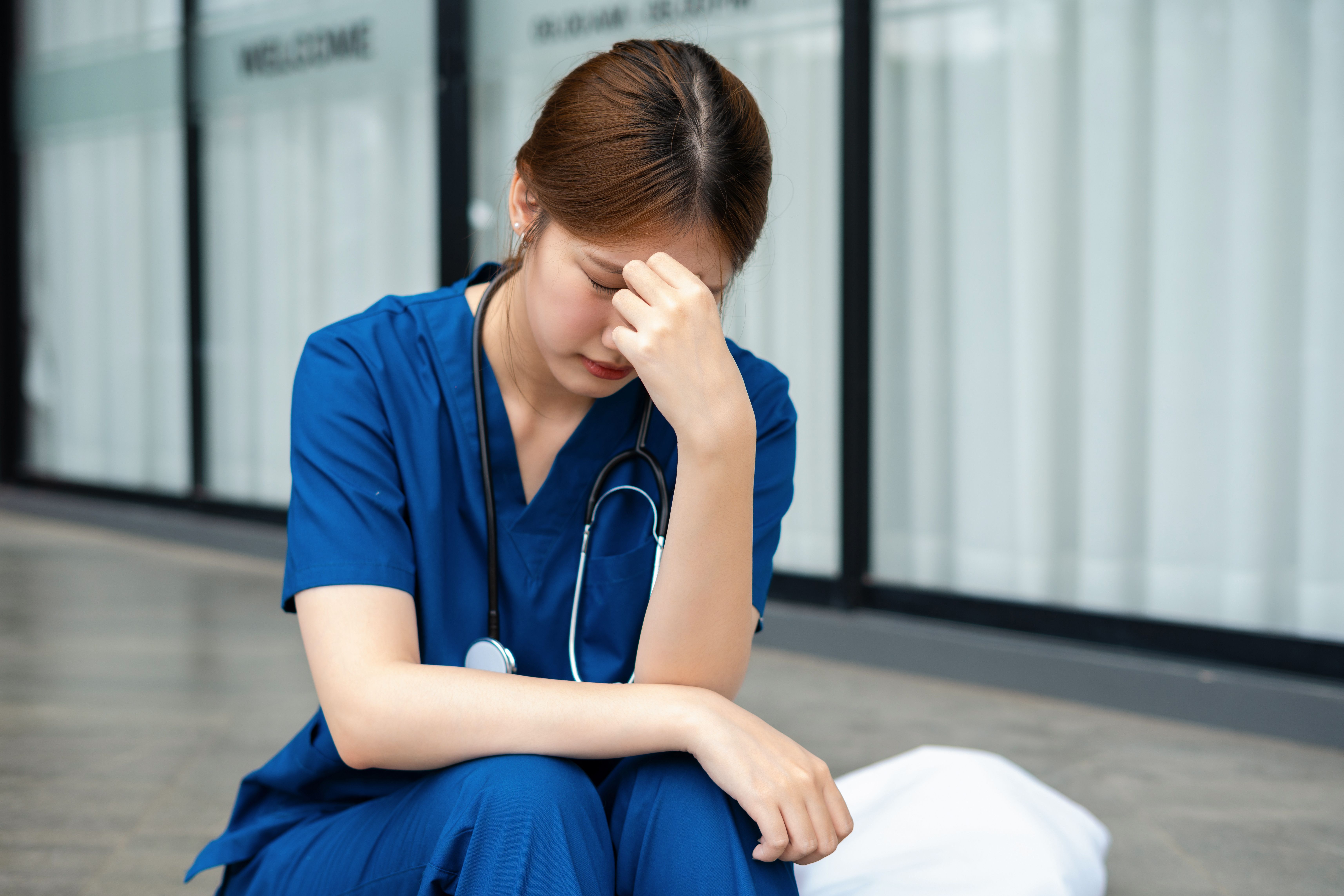 sad med student