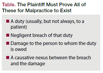 4 elements of malpractice claim nursing