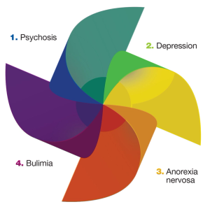 Overlap of different phenotypic expressions in psychiatric disorders.