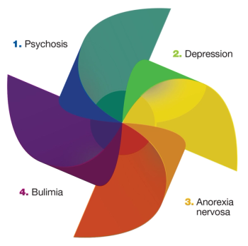 Overlap of different phenotypic expressions in psychiatric disorders.