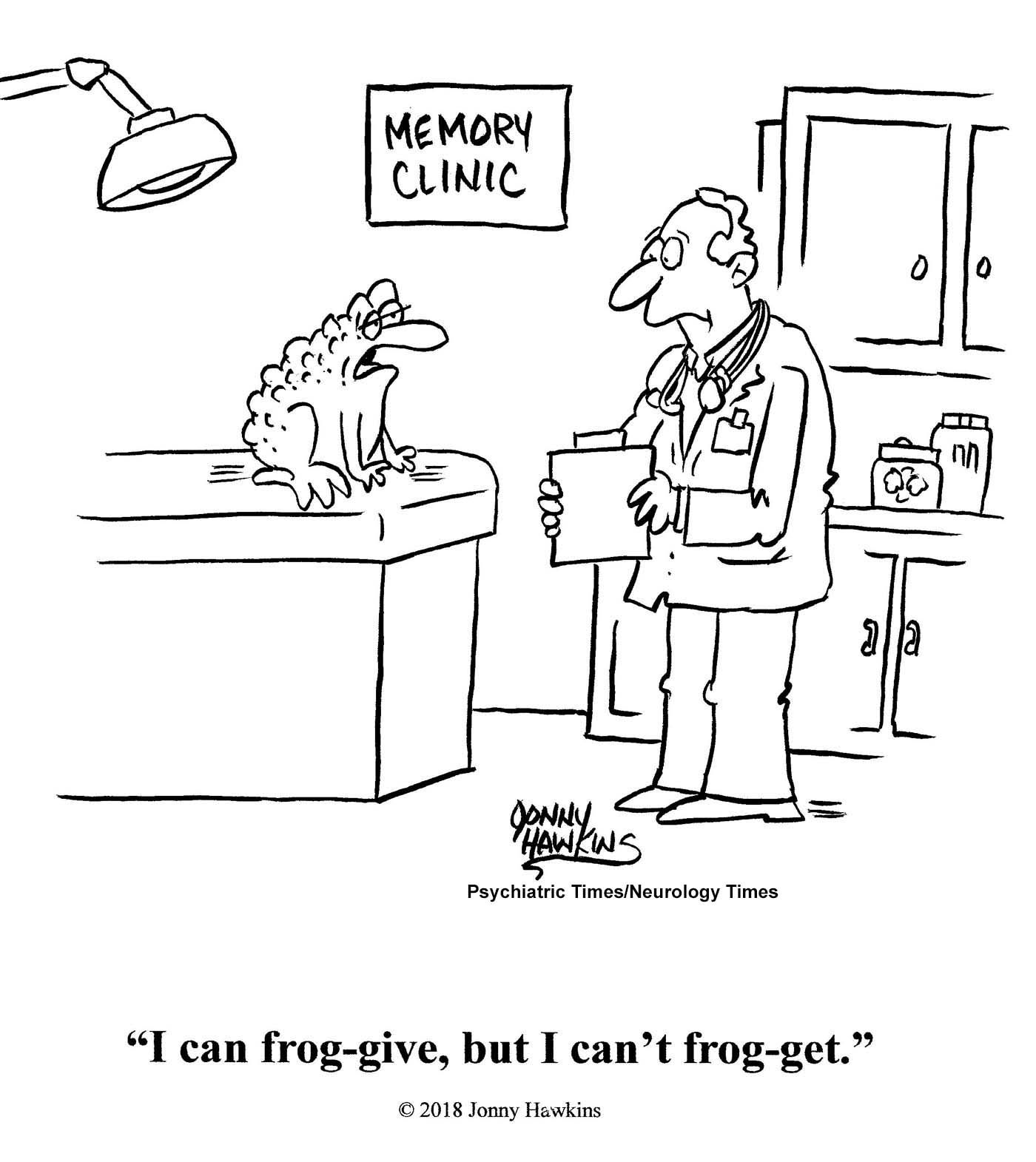 psychiatry comic, forgiveness, frog, forget