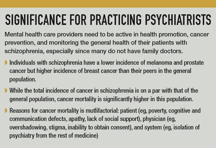 Special Issues In Schizophrenia And Cancer