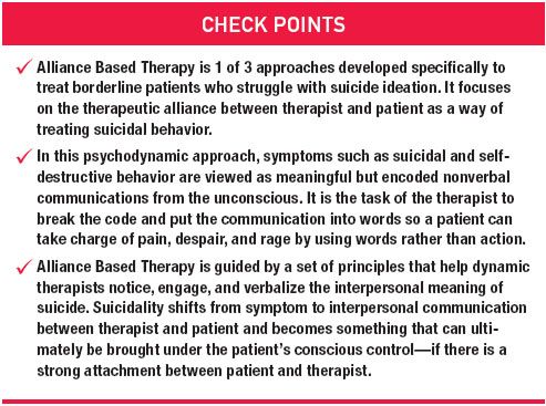 Dynamic Therapy With Suicidal And Self Destructive Borderline Patientsalliance Based Therapy Can Be A Powerful Intervention