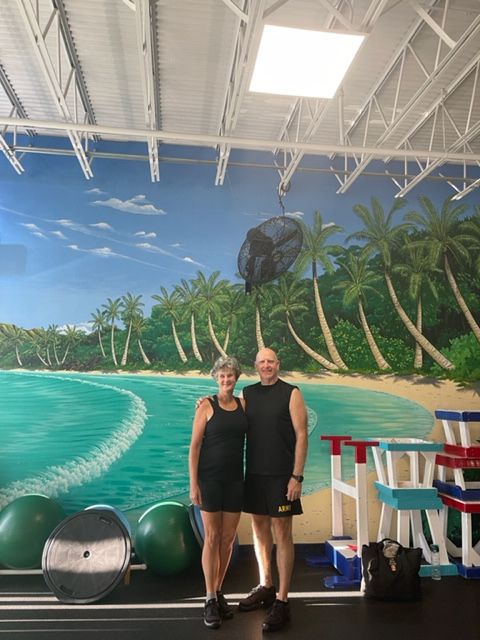 Dr Martin and his wife, Maggie, at the Cocoa Beach gym. Photo courtesy of Dr Martin.