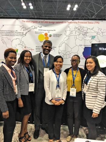 FROM LEFT TO RIGHT are volunteers Marie-Ange Jean-Fils, MD; Benite Pierre Louis,