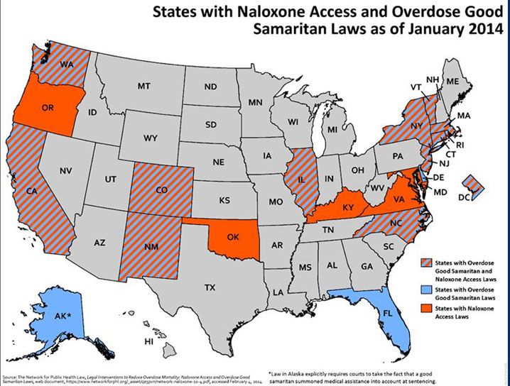 States with naloxone access. Source: Network for Public Health Law