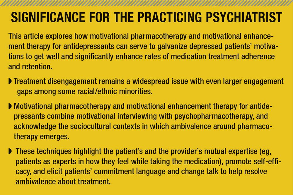 Harnessing Patients’ Own Motivation To Engage In Pharmacotherapy