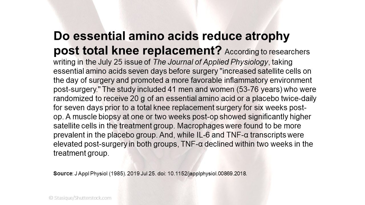 Do essential amino acids reduce atrophy post total knee replacement? 