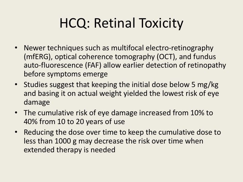 Hydroxychloroquine in Lupus: Strategies to Minimize Ocular Toxicity