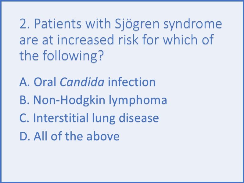 Sjögren Syndrome In Primary Care A Quiz