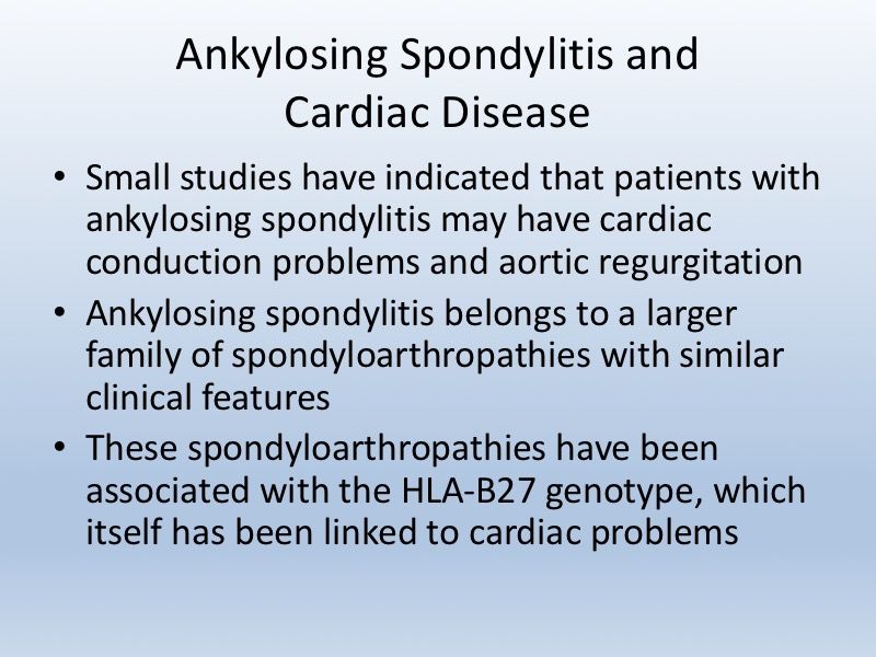 Risk Of Cardiac Disease In Patients With Spondyloarthropathies