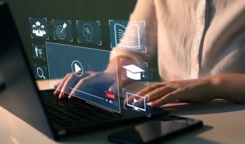 Person who attends online lessons on a digital screen. E-learning education, internet lessons and online webinar. Education internet Technology. | Image Credit: © Miha Creative - stock.adobe.com