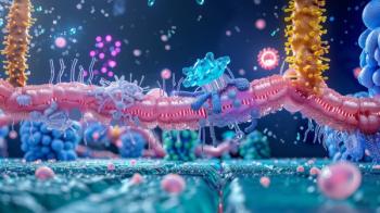 3D illustration of a cell membrane with various proteins and molecules, including a receptor protein, a transmembrane protein, and a lipid molecule, all rendered in vibrant colors and intricate detail. Generated with AI. | Image Credit: © Ponchita - stock.adobe.com